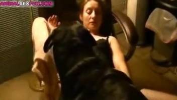 Brunette enjoying passionate sex with a horny dog