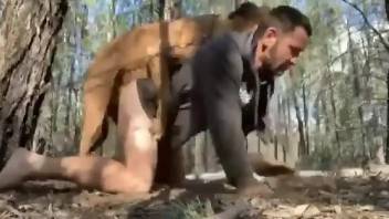 Good looking zoophile guy gets fucked in the woods