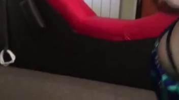 Tough Hispanic mature woman screws a canine in doggy position