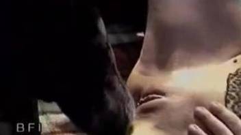 Skinny chick takes a dog's massive dick on camera